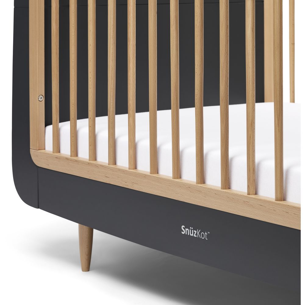 Snuz - Kot Mode Wood Cot Bed W/ 3 Mattress Height - Slate Natural