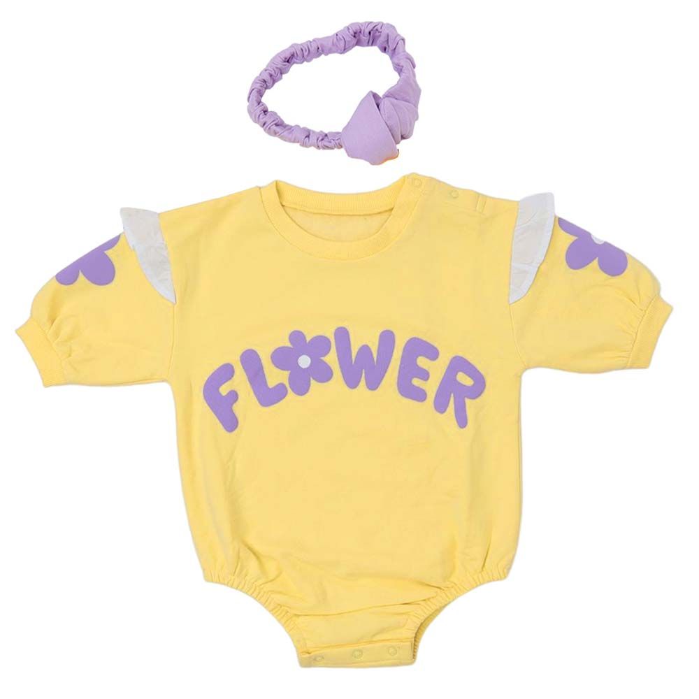 Aiko - Baby Bodysuit W/Headband - Yellow