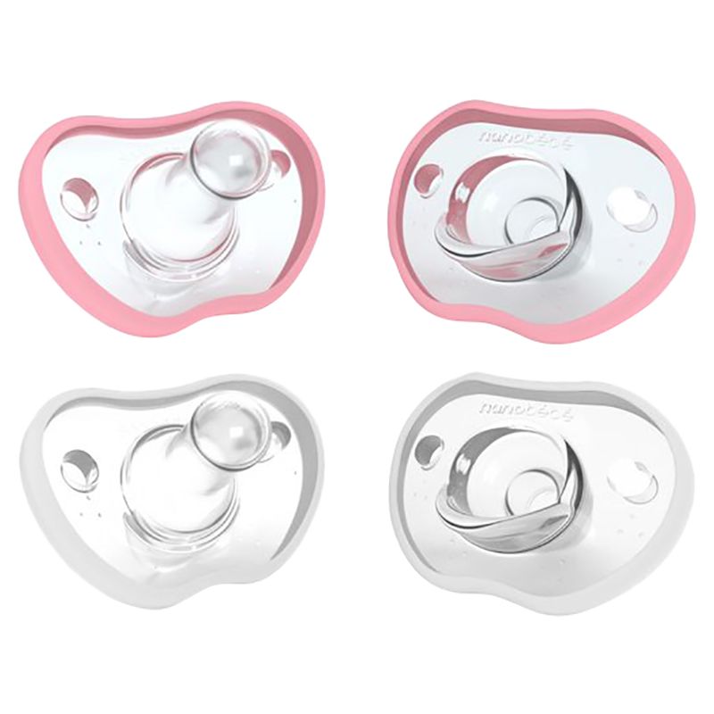 Nanobebe - Flexy Pacifier 3M+ Pack Of 4 - Pink & White