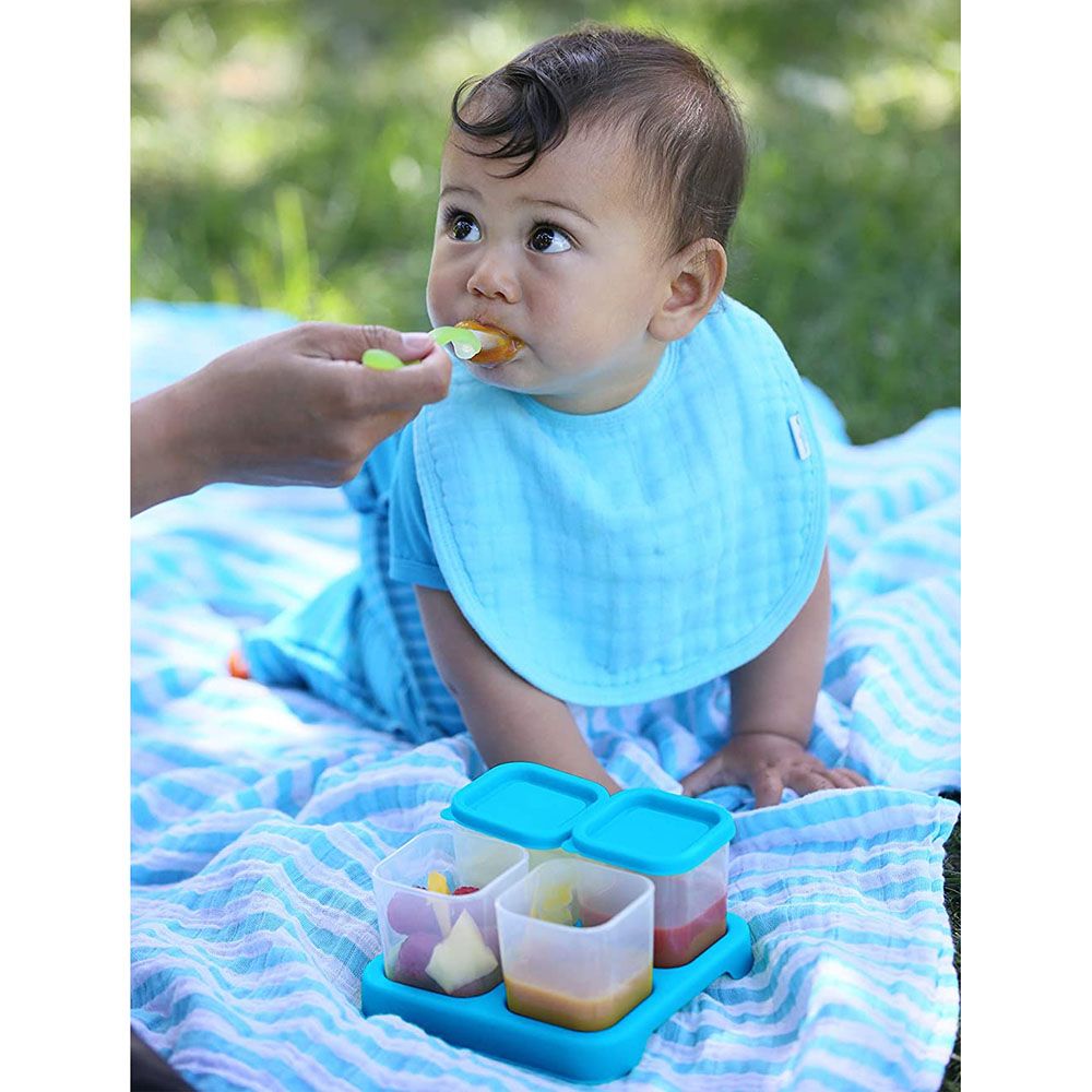 Green Sprouts - Learning Bowl & Feeding Spoons - Aqua