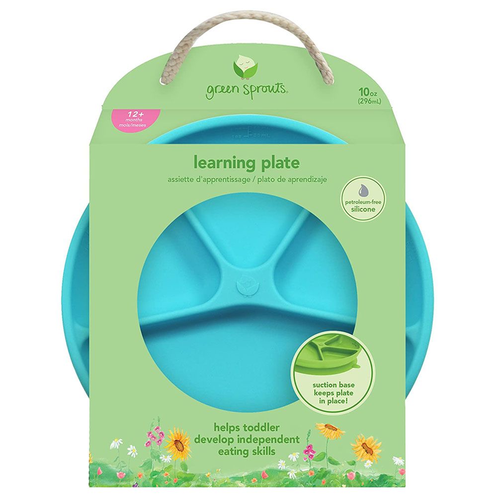 Green Sprouts - Learning Plate & Feeding Spoons - Aqua