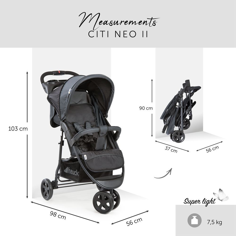 Hauck - Citi Neo II Jogging Stroller - Caviar/Stone