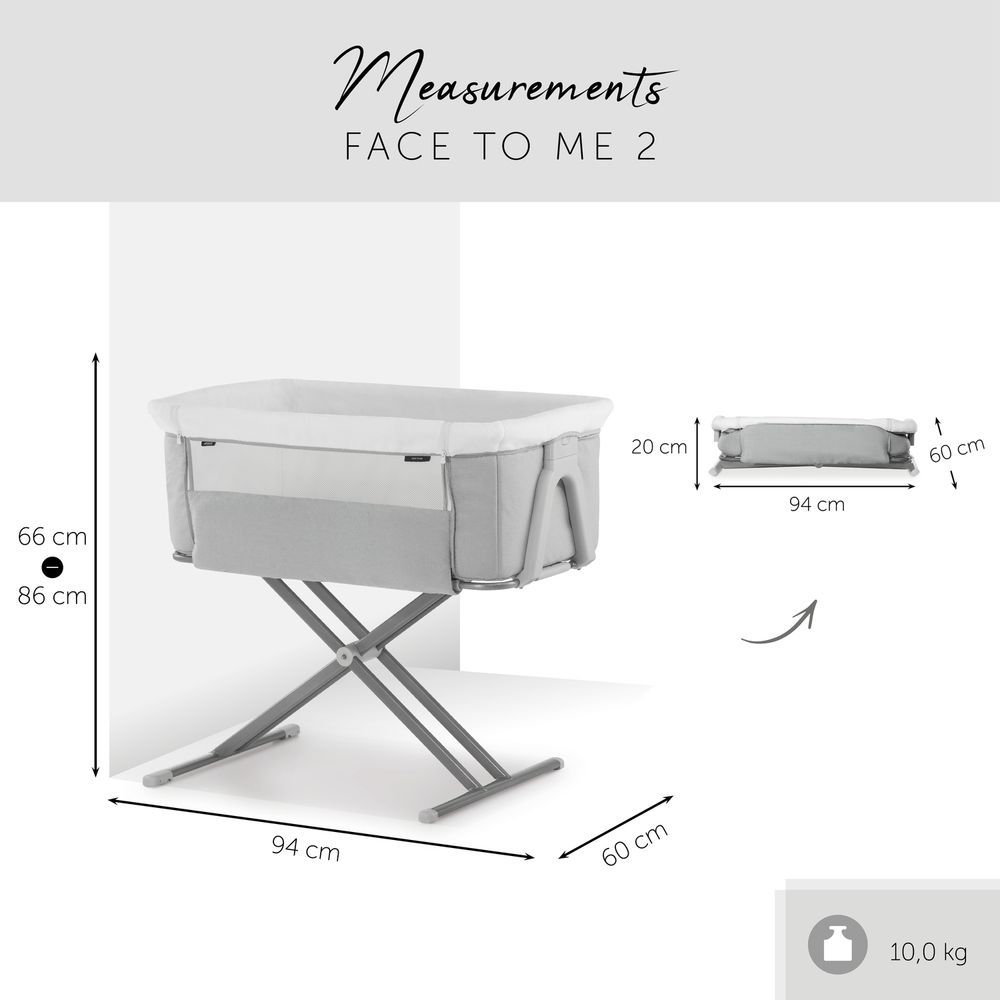 Hauck - Face To Me 2 Travel Cots - Grey