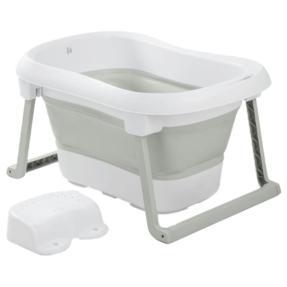 Hauck - Wash N Fold Baby Bath Tub W/ Stool - White/Sage