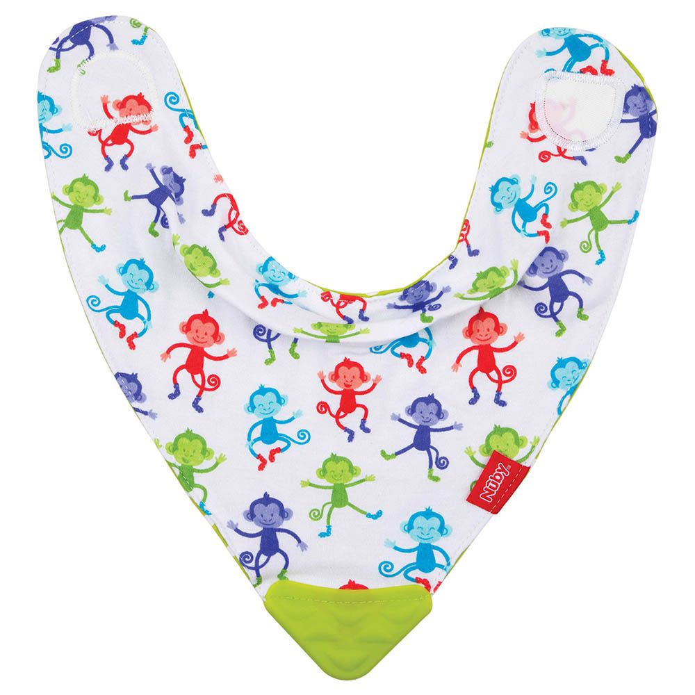 Nuby - Dribble Bib With Teether Corner - Monkey 