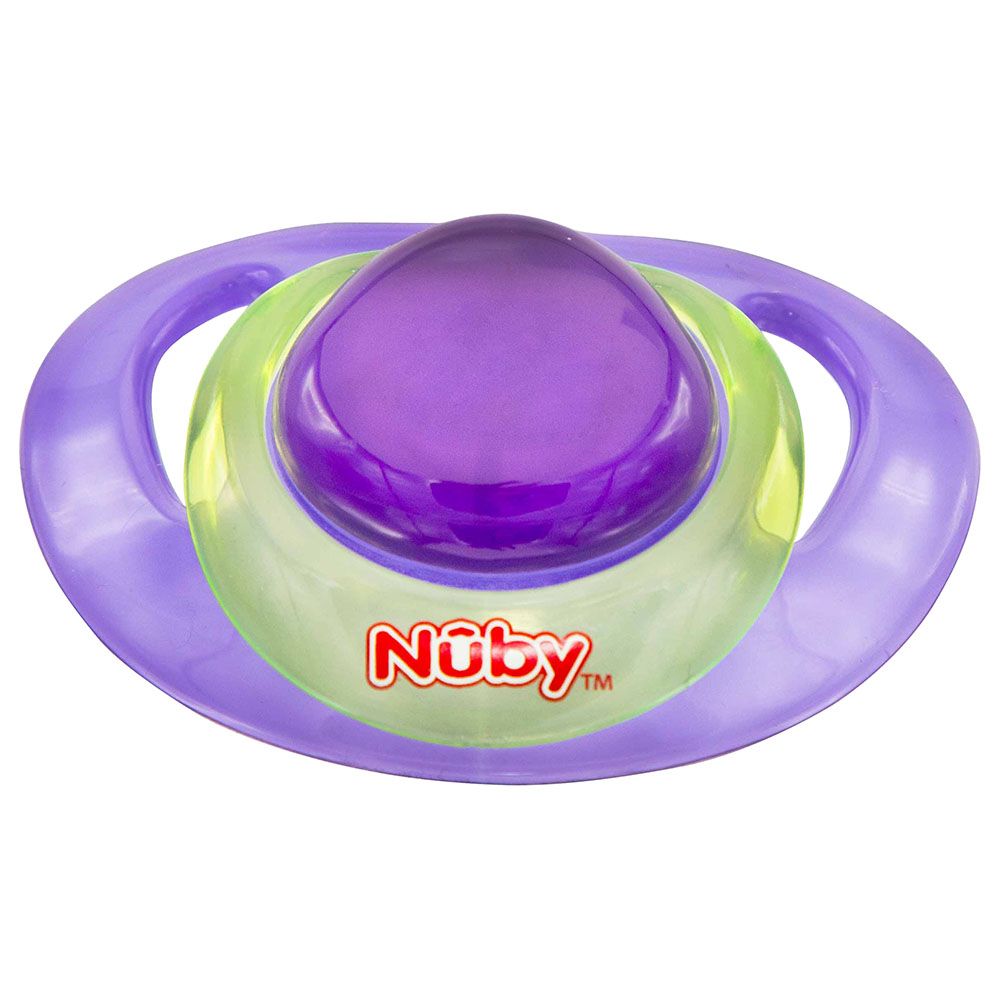 Nuby - Classic Pacifier/Soother 6-36M W/ Handle-Purple&Green