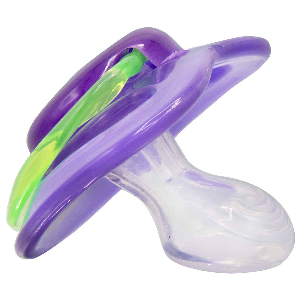 Nuby - Classic Pacifier/Soother 6-36M W/ Handle-Purple&Green