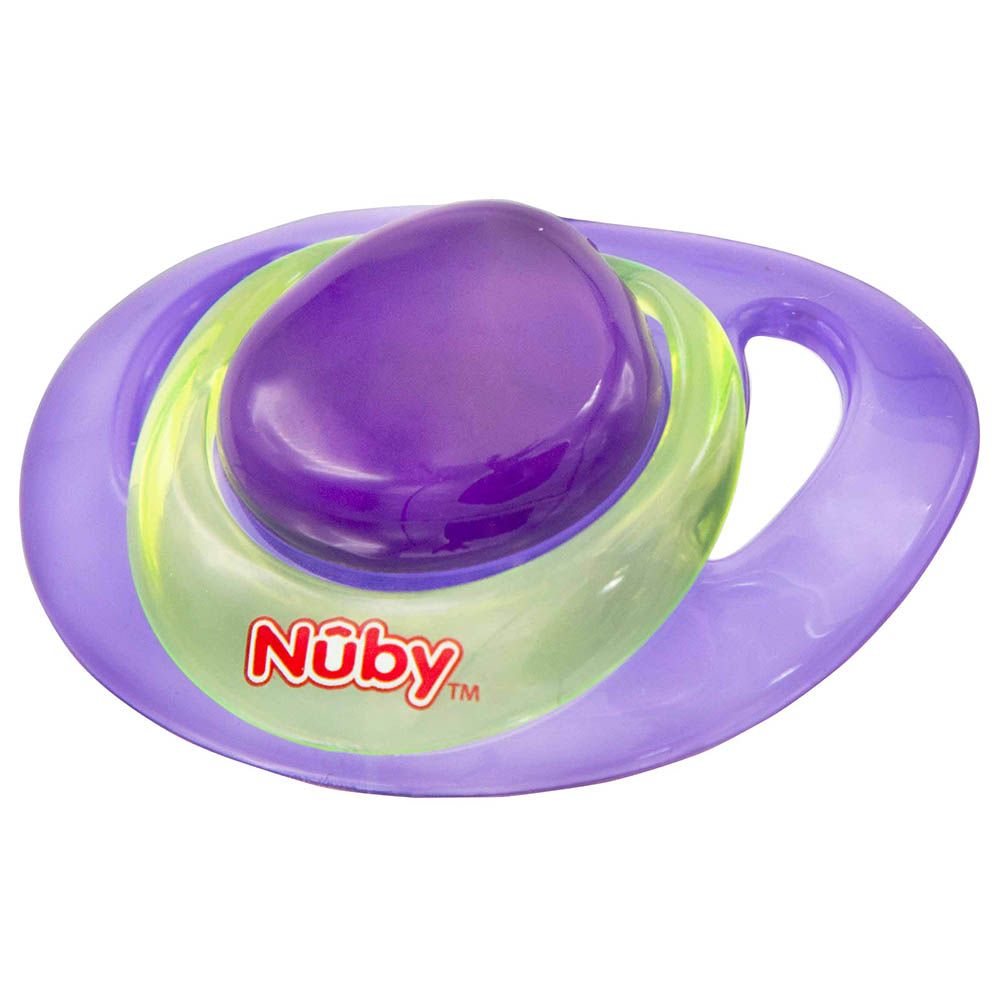 Nuby - Classic Pacifier/Soother 6-36M W/ Handle-Purple&Green