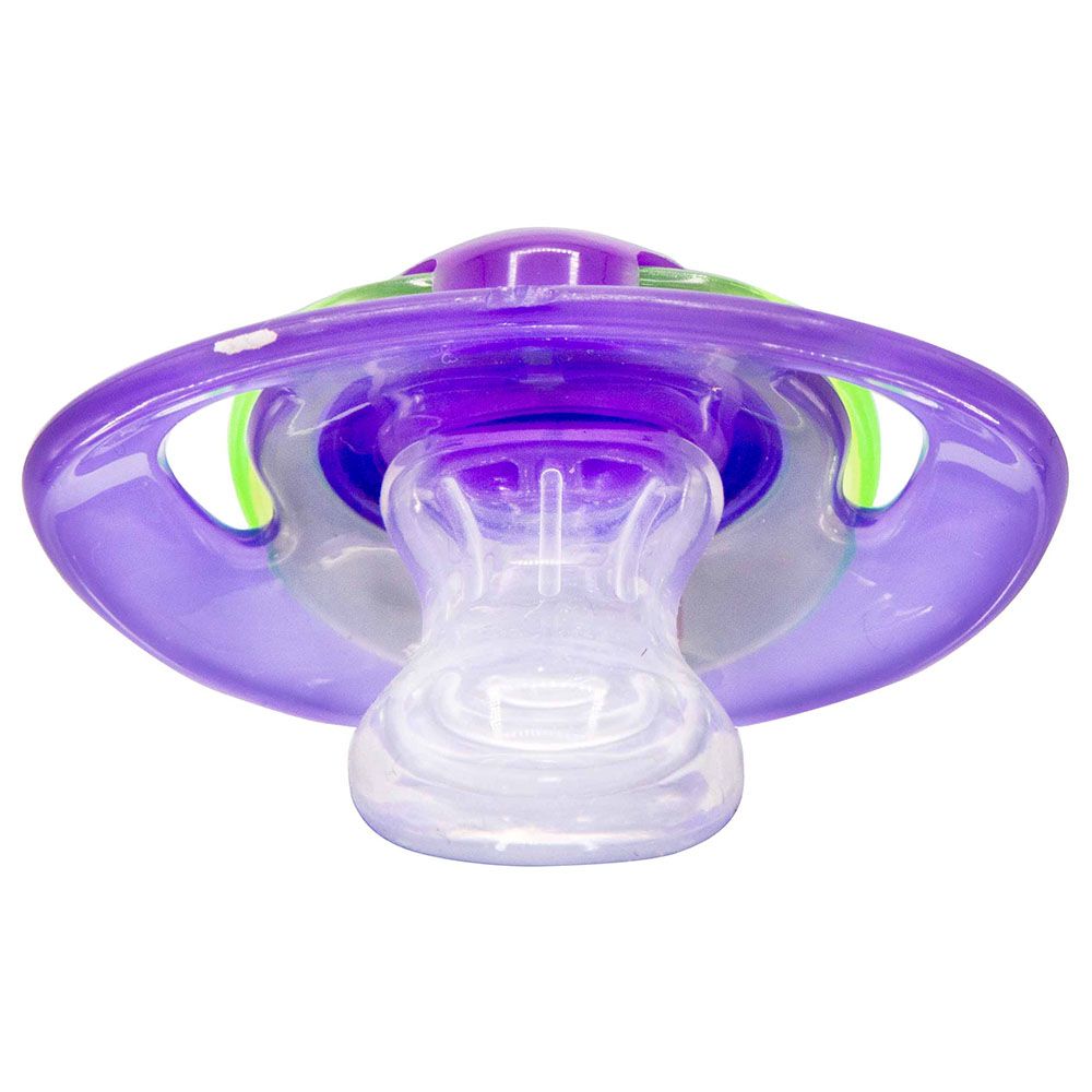 Nuby - Classic Pacifier/Soother 6-36M W/ Handle-Purple&Green