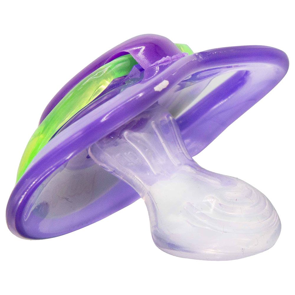 Nuby - Classic Pacifier/Soother 6-36M W/ Handle-Purple&Green