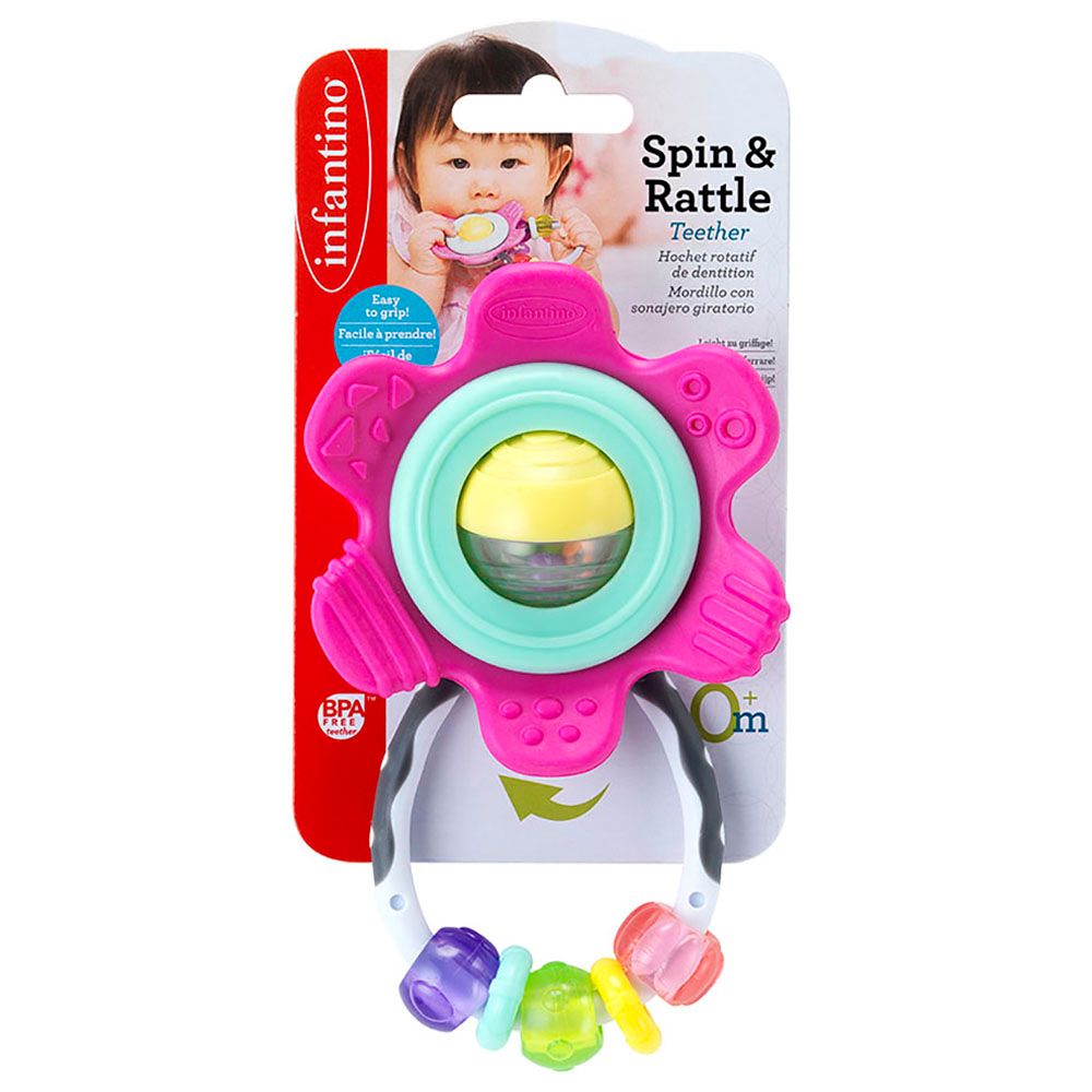 Infantino - Spin & Rattle Teether - Pink