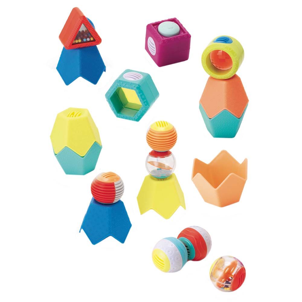 Infantino - Balls, Blocks & Cups Stack & Link Playset - Pack of 18