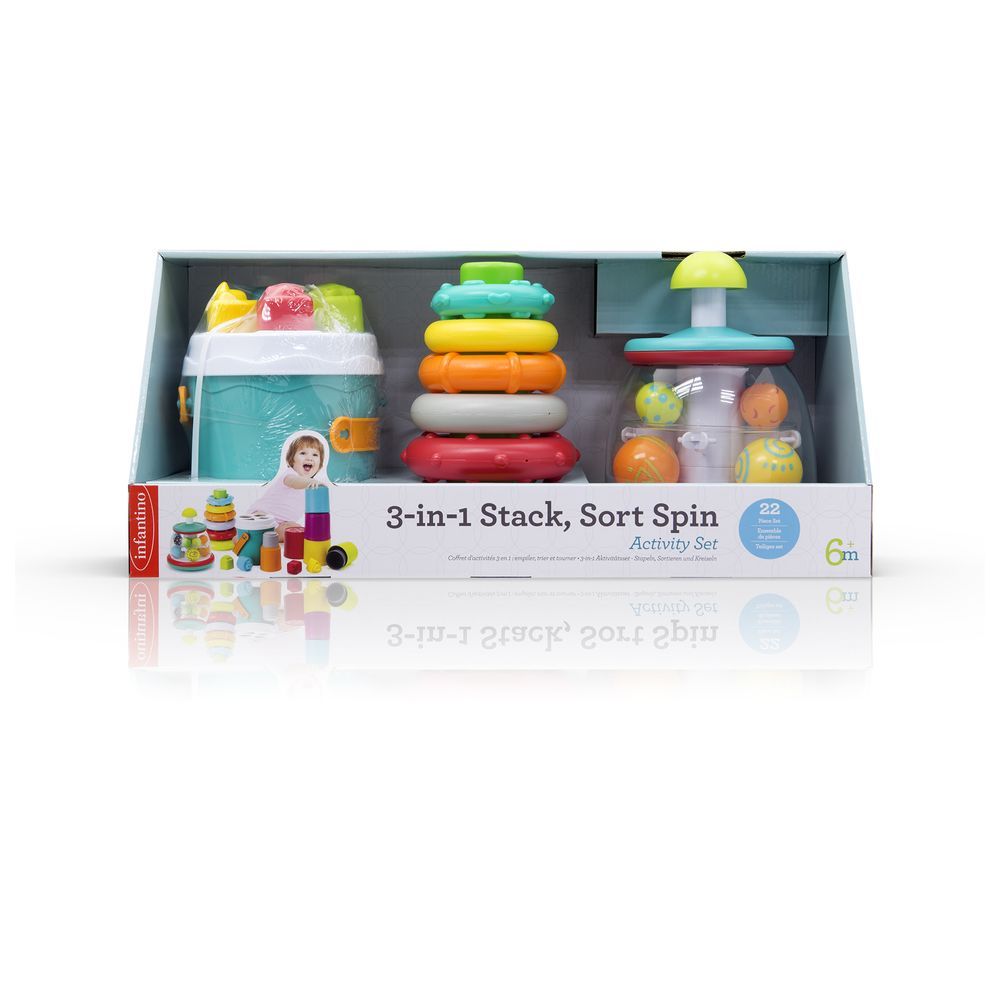 Infantino - 3-In-1 Stack, Sort & Spin Activity Set