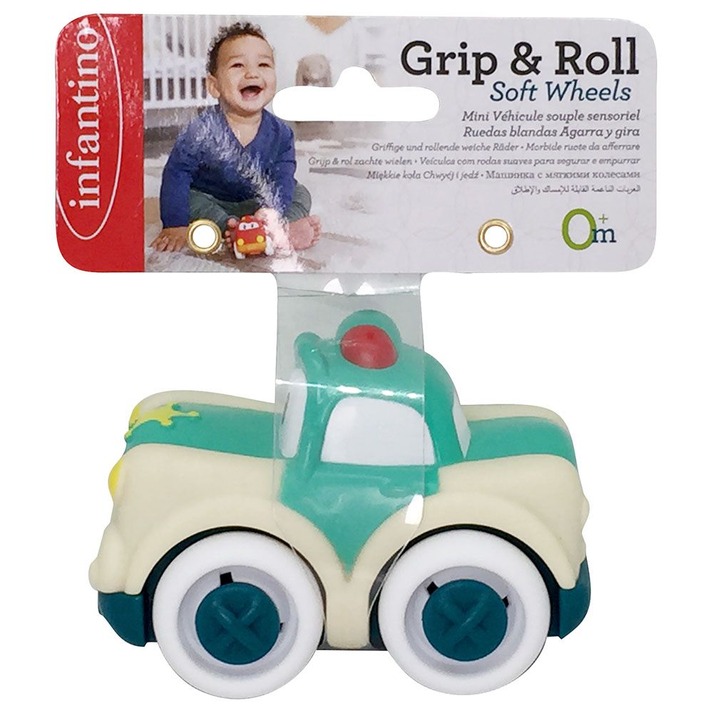 Infantino - Grip & Roll Soft Wheels Baby Toy - Police Car