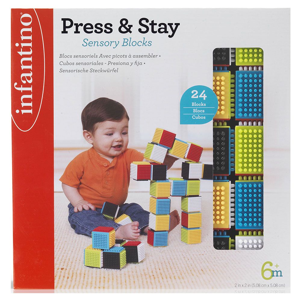 Infantino - Baby Press & Stay Sensory Block Activity Toy - 24 Pcs (Exclusive)