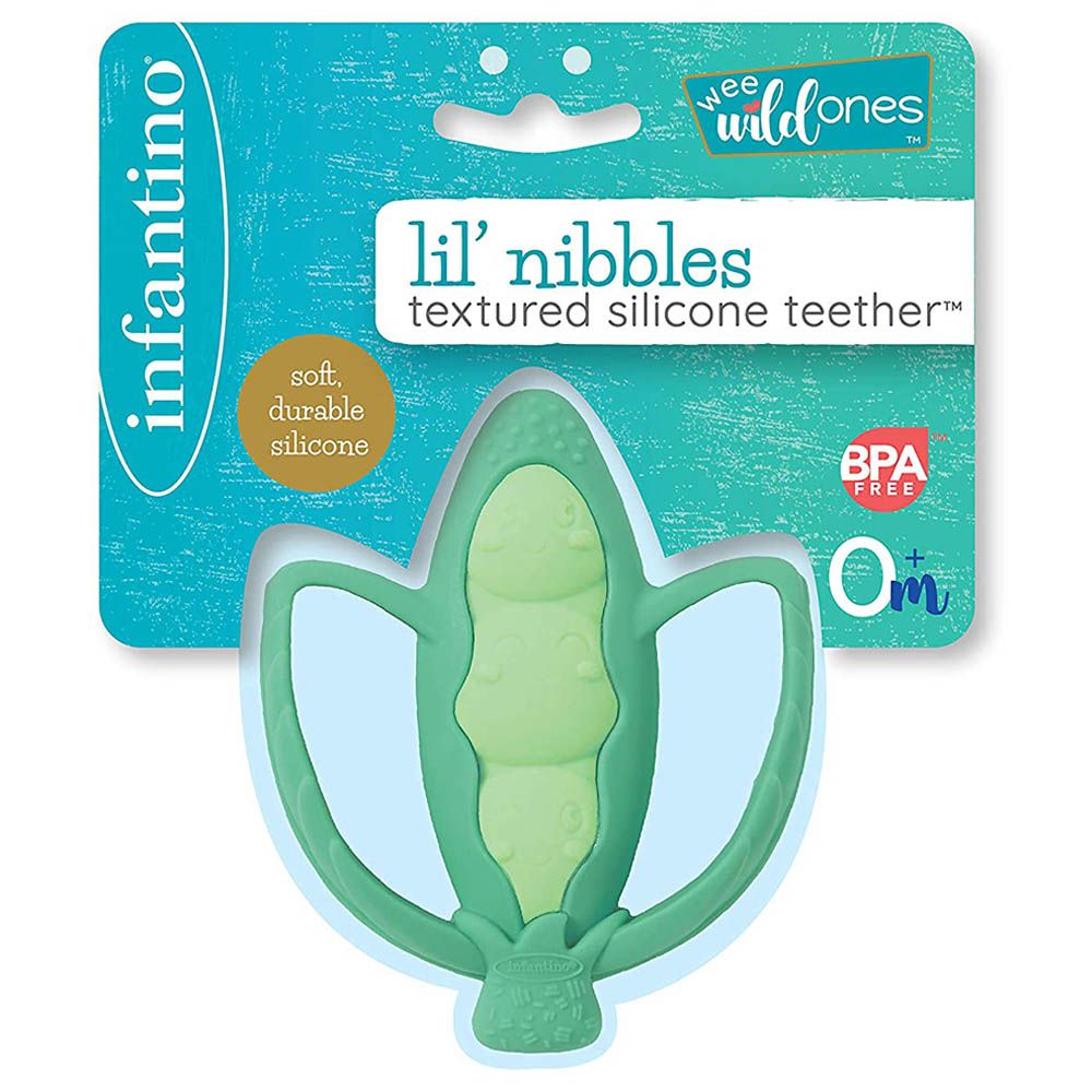 Infantino - Lil Nibbles Textured Silicone Teether - Green