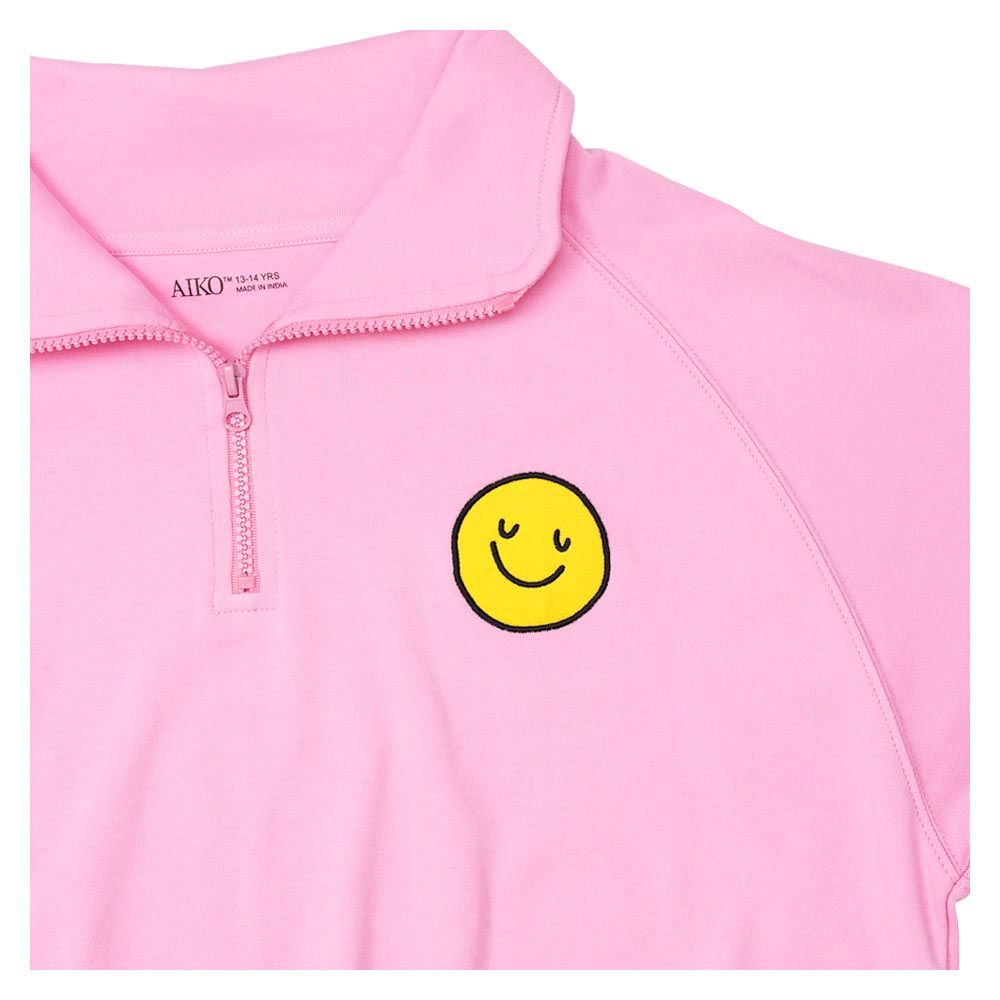 Aiko - Girls Long Sleeve Zipper Sweat Top - Pink