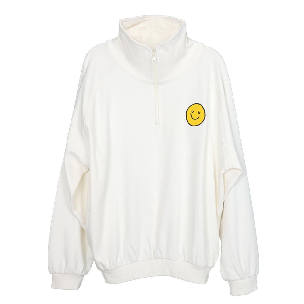 Aiko - Girls Long Sleeve Zipper Sweat Top - White