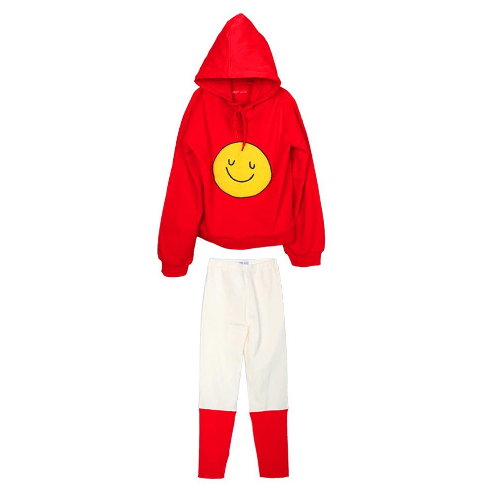 Aiko - 2pc-Set - Kids Hooded Sweat Top & Leggings - Red