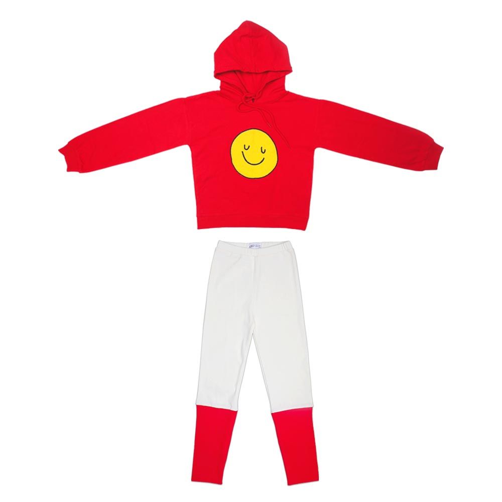 Aiko - 2pc-Set - Kids Hooded Sweat Top & Leggings - Red