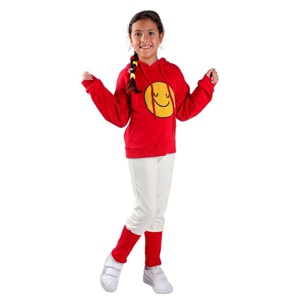 Aiko - 2pc-Set - Kids Hooded Sweat Top & Leggings - Red