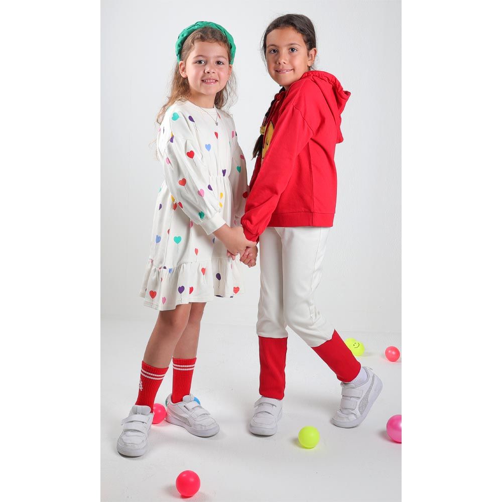 Aiko - 2pc-Set - Kids Hooded Sweat Top & Leggings - Red