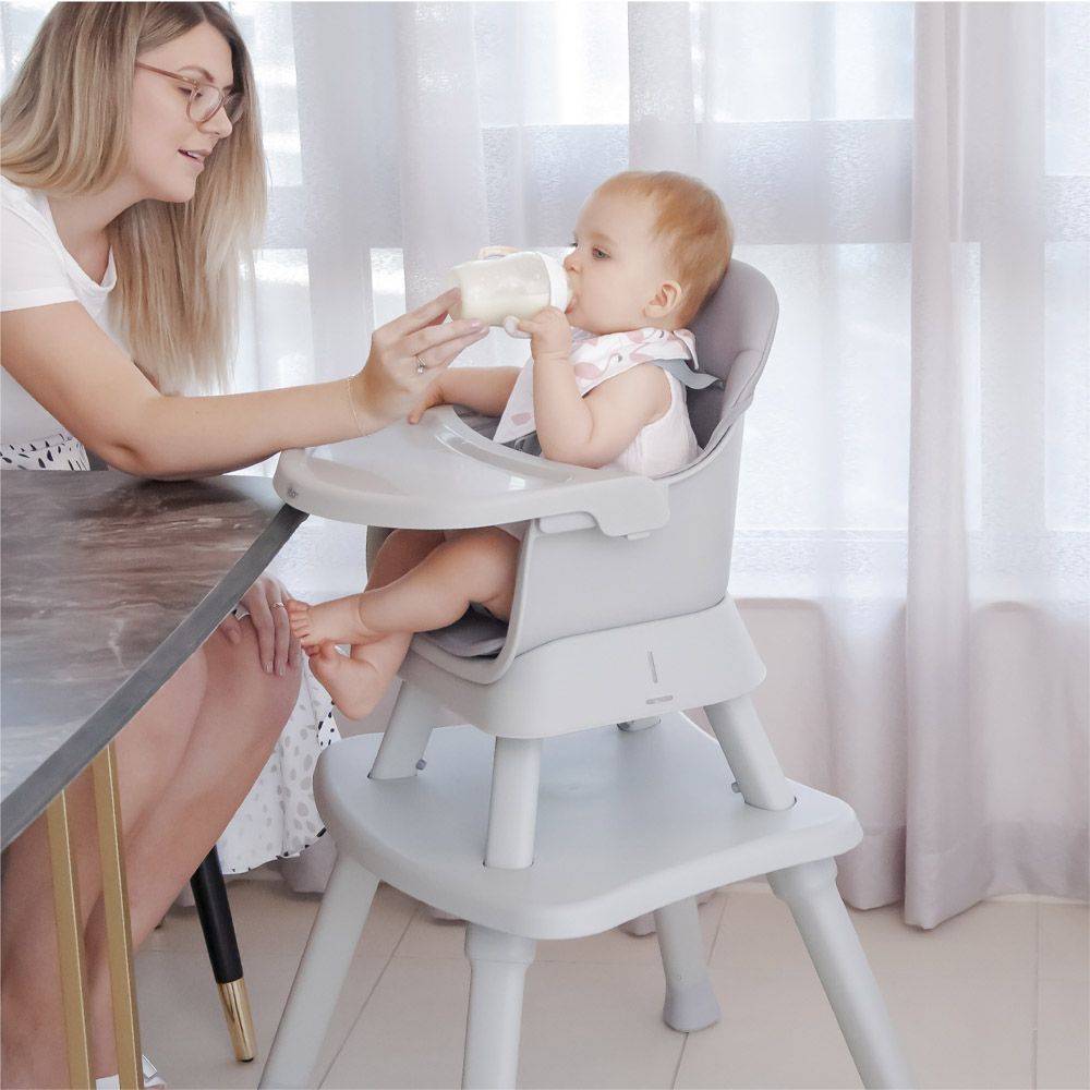 MOON - 6-In-1 High Chair W/ Safety Harness & Belt - Grey