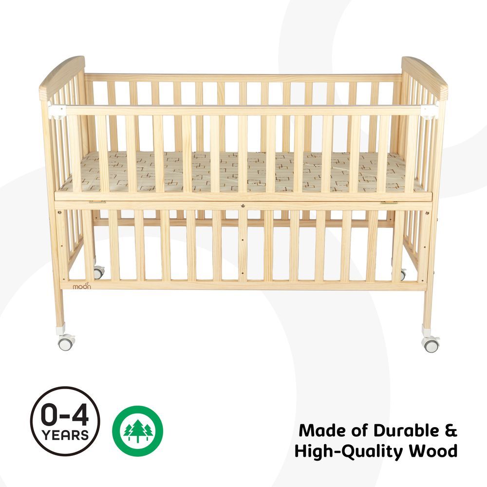 Moon - Wooden Baby Crib 129x69x96cm - Natural wood