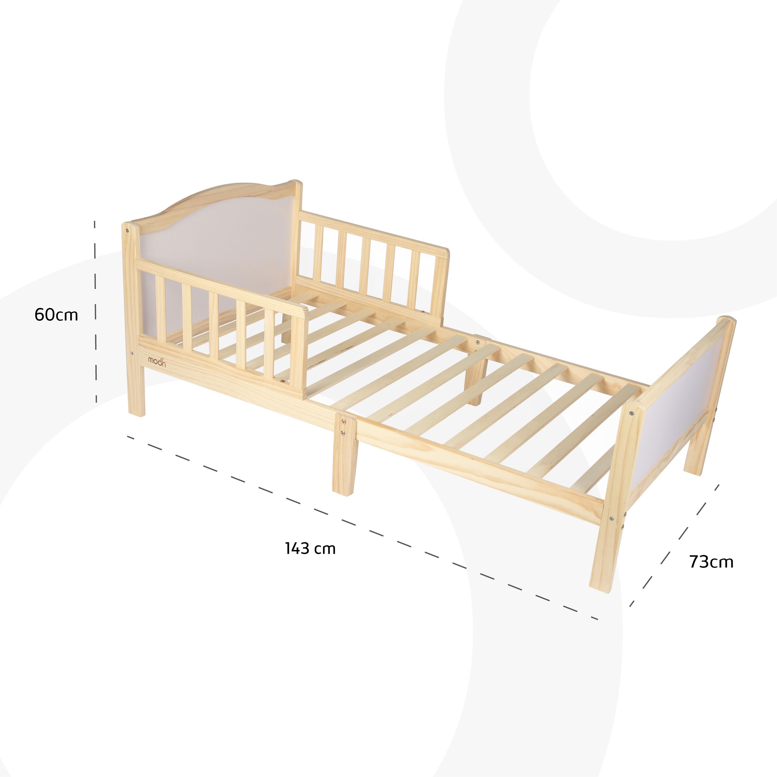 مون - سرير الأطفال الخشبي - 143×73×60 - خشبي طبيعي