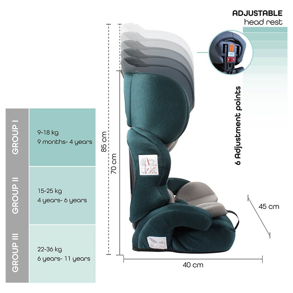 Moon - Tolo Car Seat - Group 1/2/3 - Green