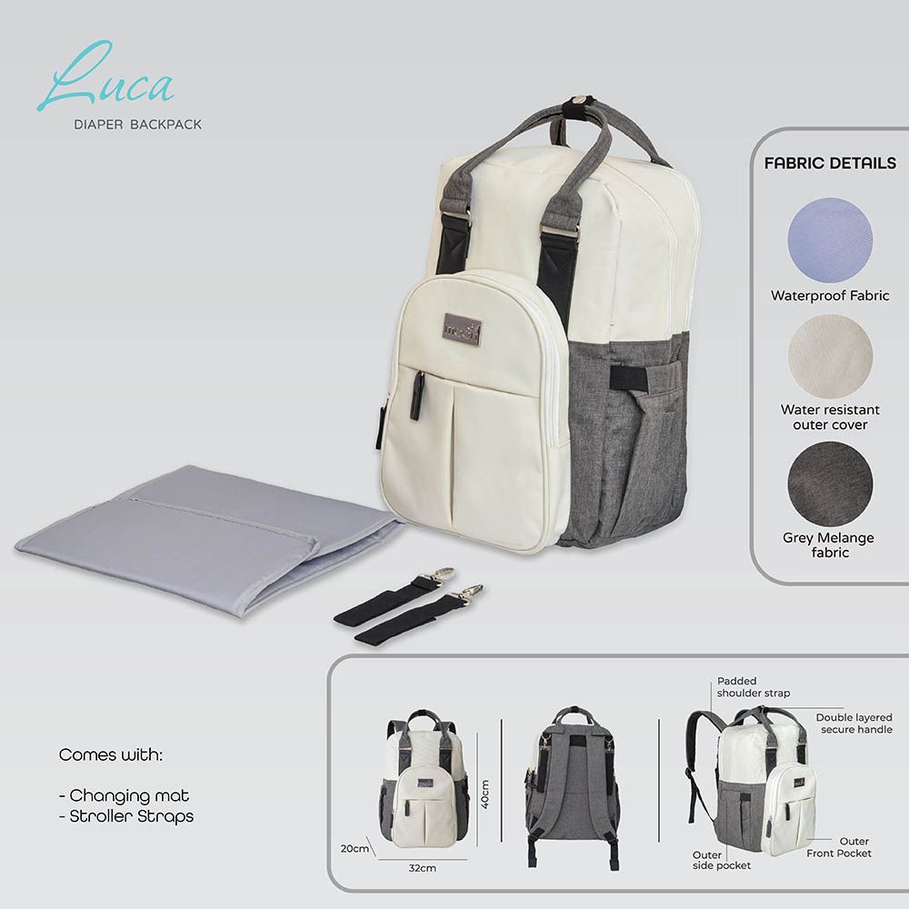 Moon - Luca Diaper Backpack - Grey Melange