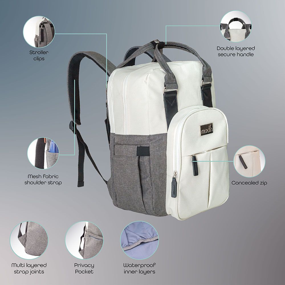 Moon - Luca Diaper Backpack - Grey Melange