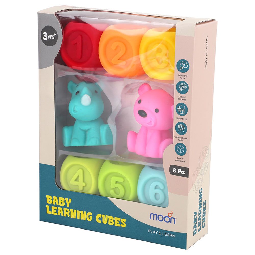 Moon - Number Block Cubes & Animal Educational Toy 8pc-Set