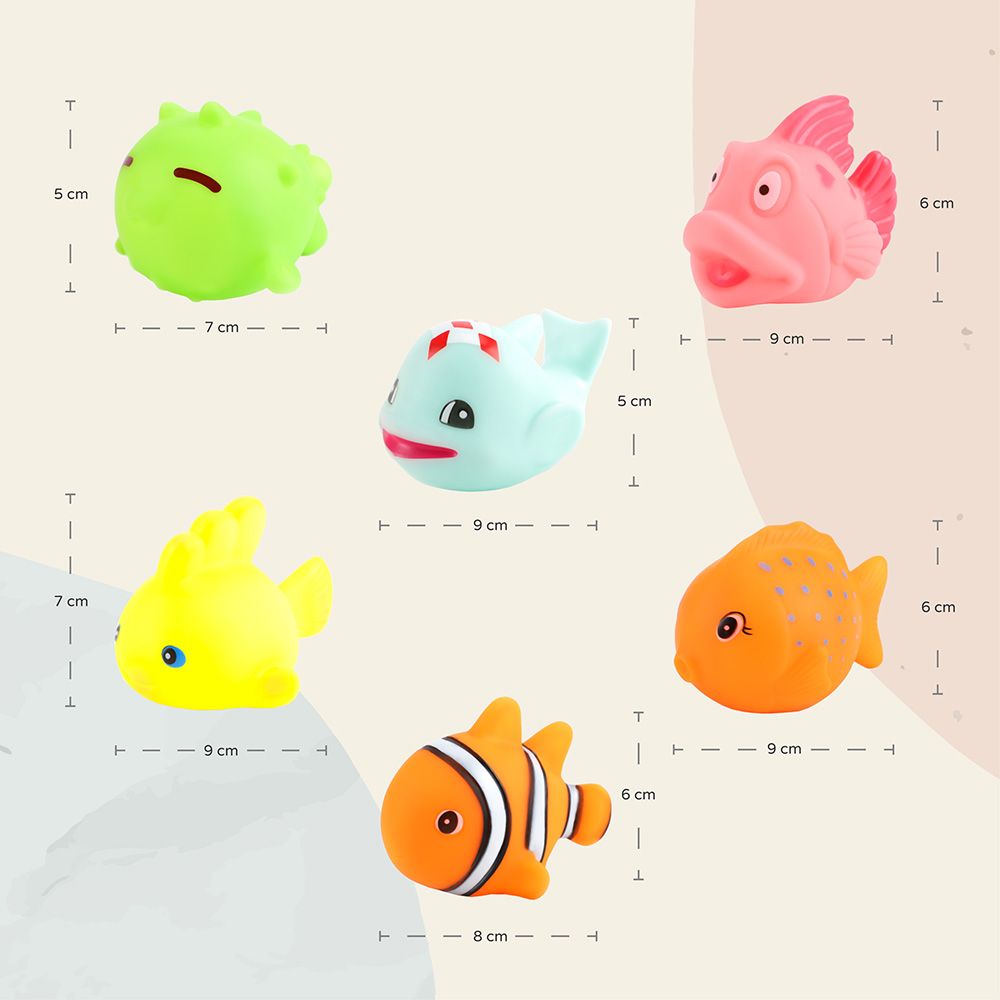 Moon - Fish Baby Bath Toys - 6 pcs