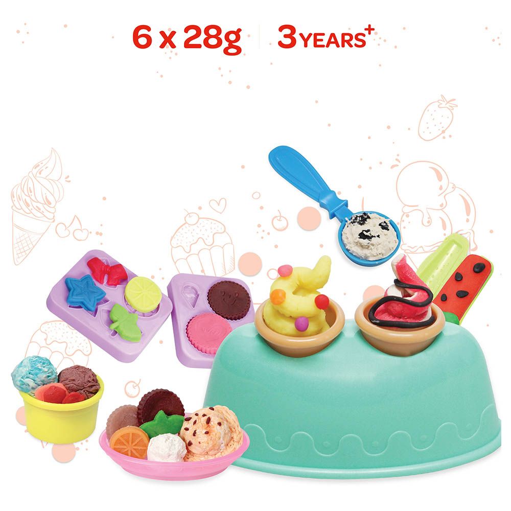 Moon - Dough Creation Ice Cream Set - 6pcs - 28g