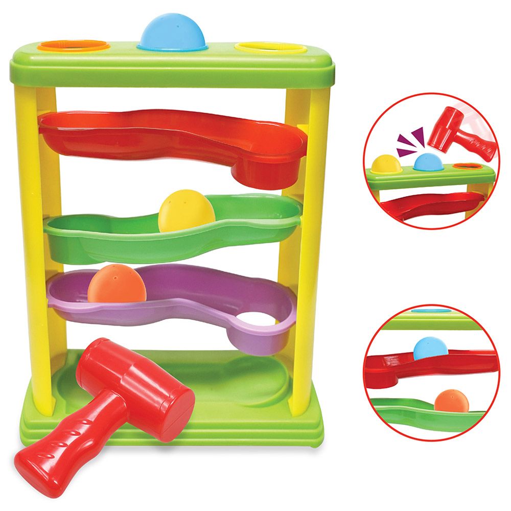 Moon - Pound & Roll Education Toy With 3 Balls