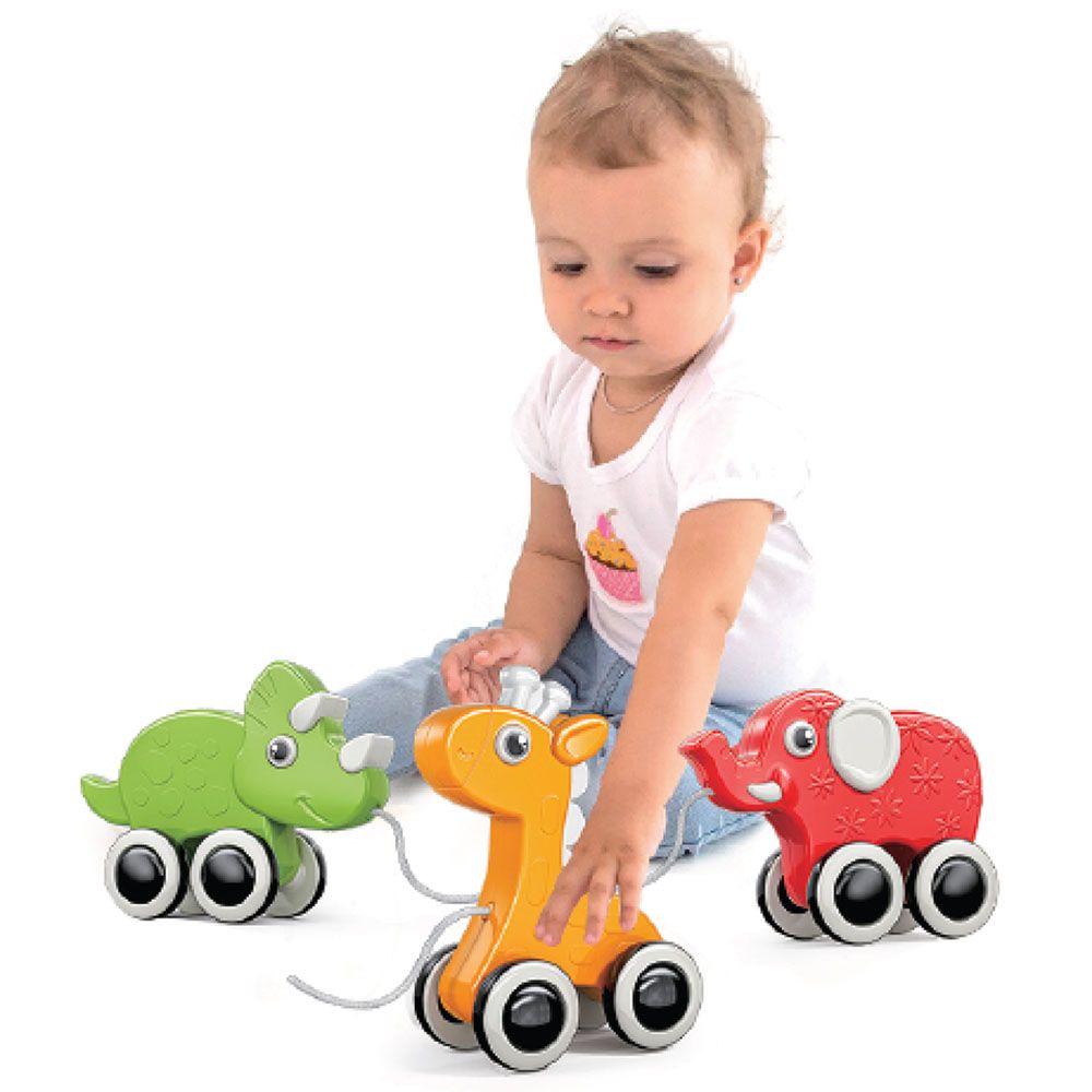 Moon - Rolling Buddy Pull Along Toy - Elephant - Red