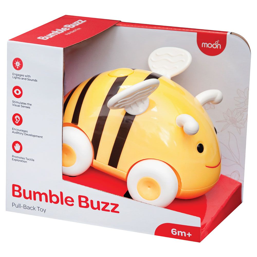 Moon - Bumble Buzz Pull Back Toy w/ Lights & Music - Bee - Yellow