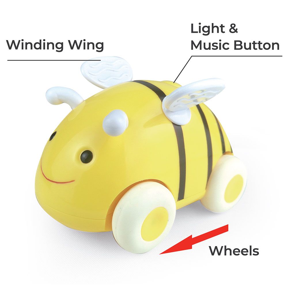 Moon - Bumble Buzz Pull Back Toy w/ Lights & Music - Bee - Yellow