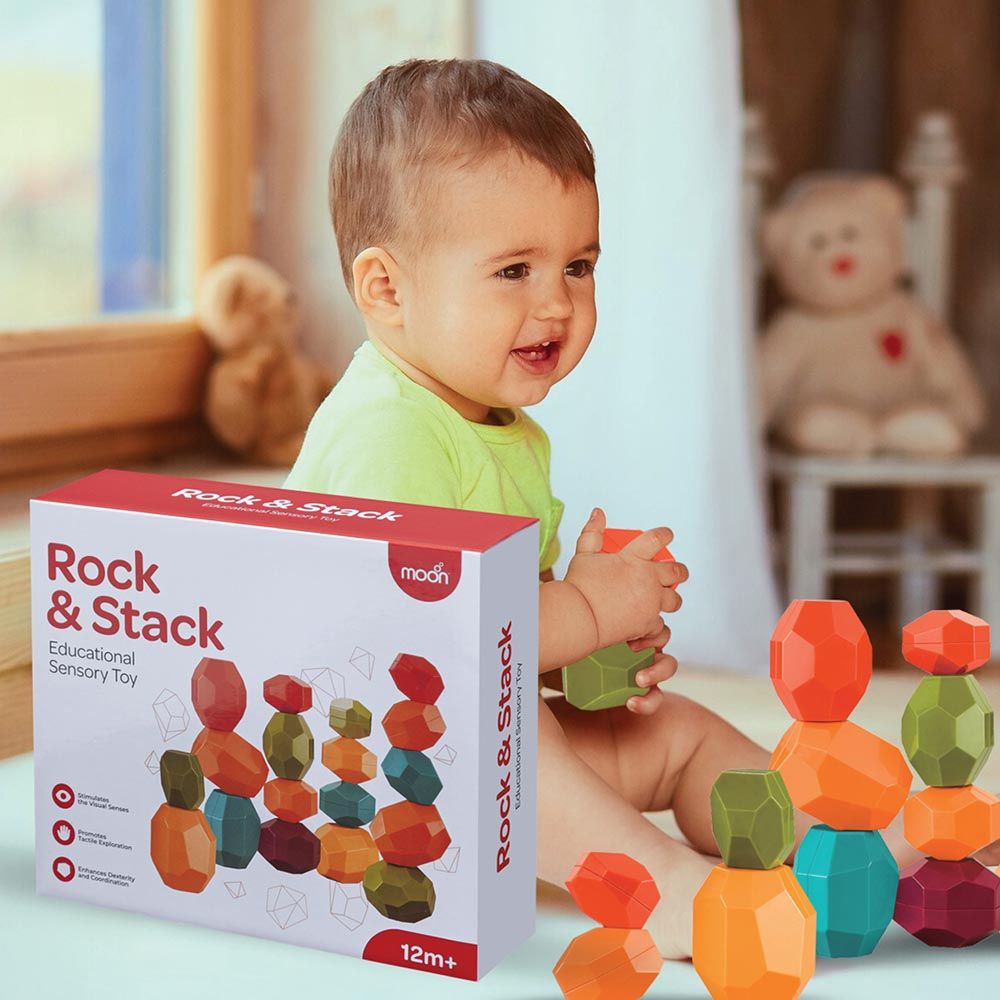 Moon - Rock & Stack Balancing Educational Sensory Toy - 12pcs