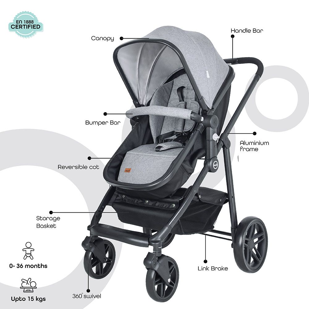 Moon - Tres 3-In-1 Travel System - Light Grey