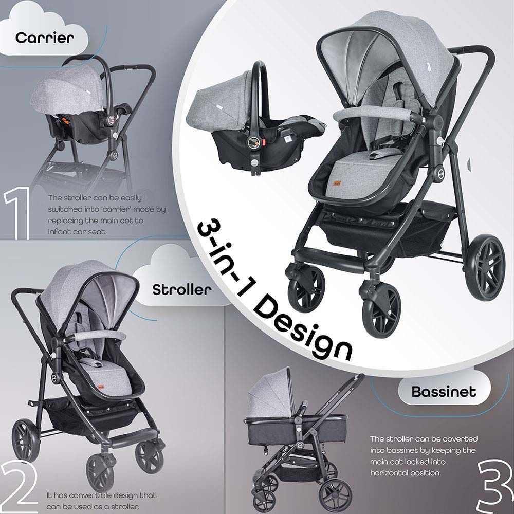 Moon - Tres 3-In-1 Travel System - Light Grey