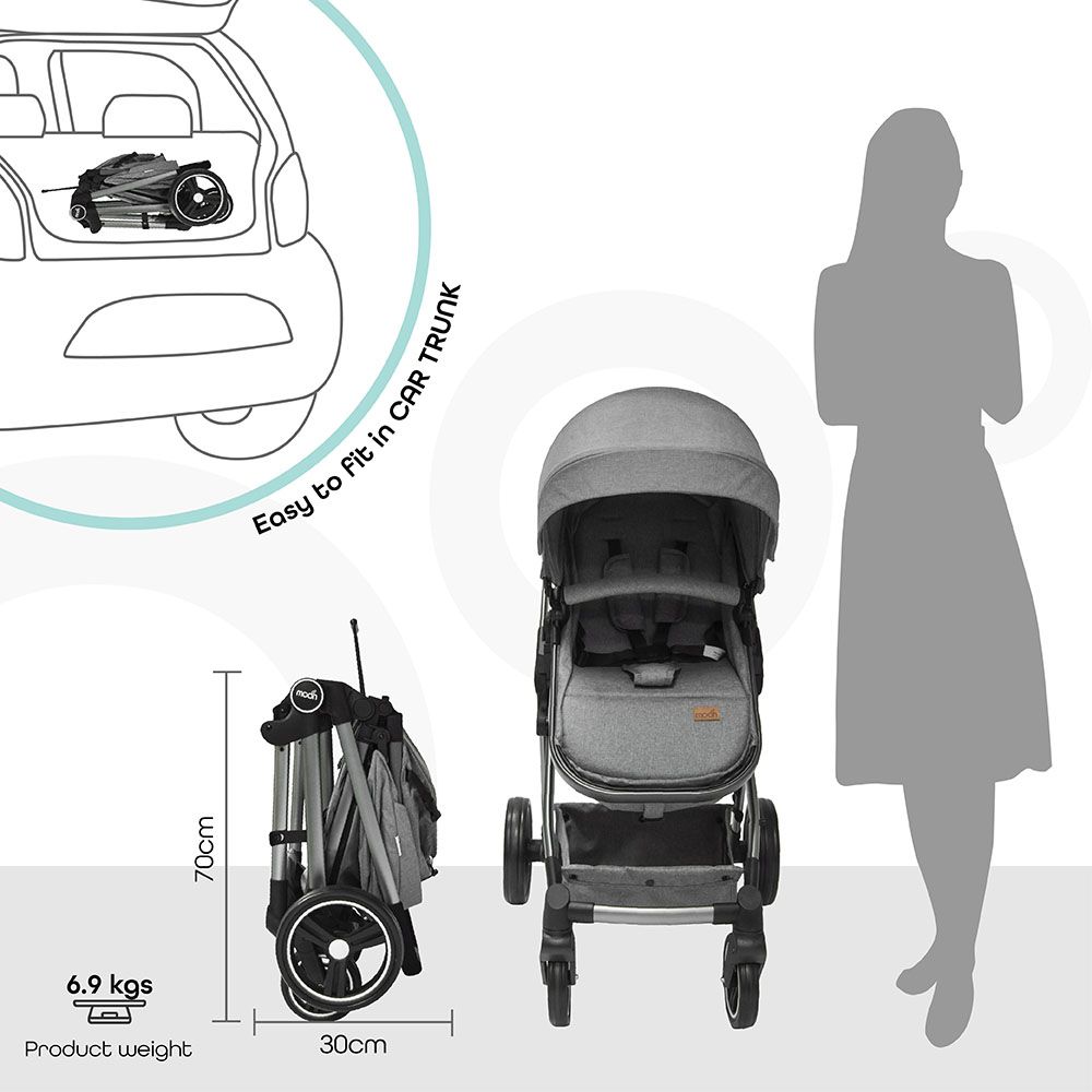 Moon - Pro 2-In-1 Reversable Stroller - Dark Grey