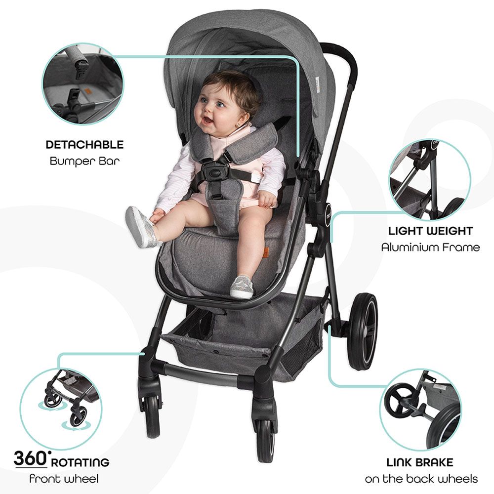 Moon - Pro 2-In-1 Reversable Stroller - Dark Grey