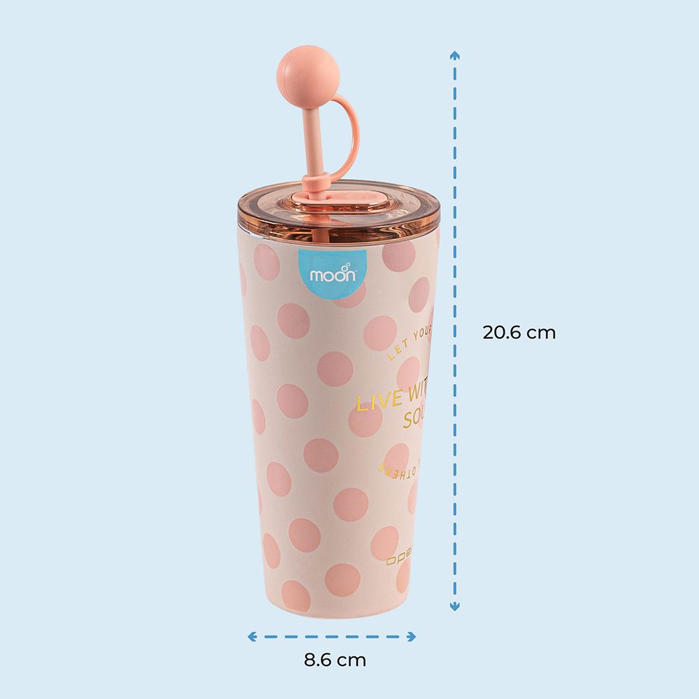 Moon - Double Wall Smoothie Cup w/ Straw - Pink