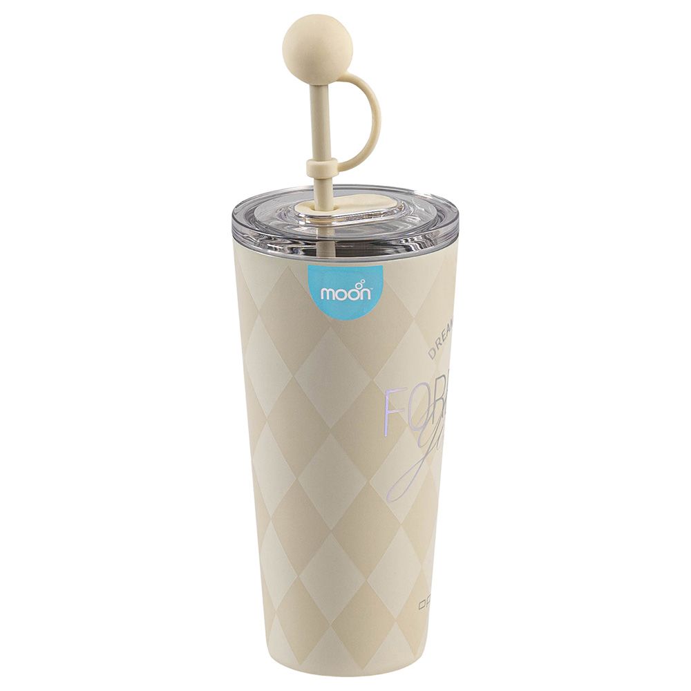 Moon - Double Wall Smoothie Cup w/ Straw - White