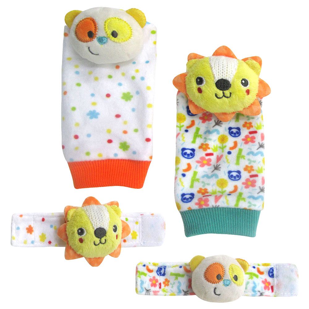 Moon - Printed Foot And Wrist Rattle - 4Pcs