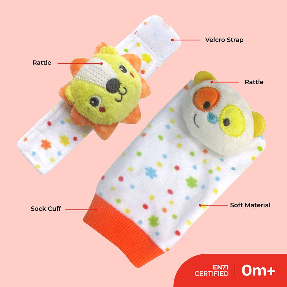 Moon - Printed Foot And Wrist Rattle - 4Pcs