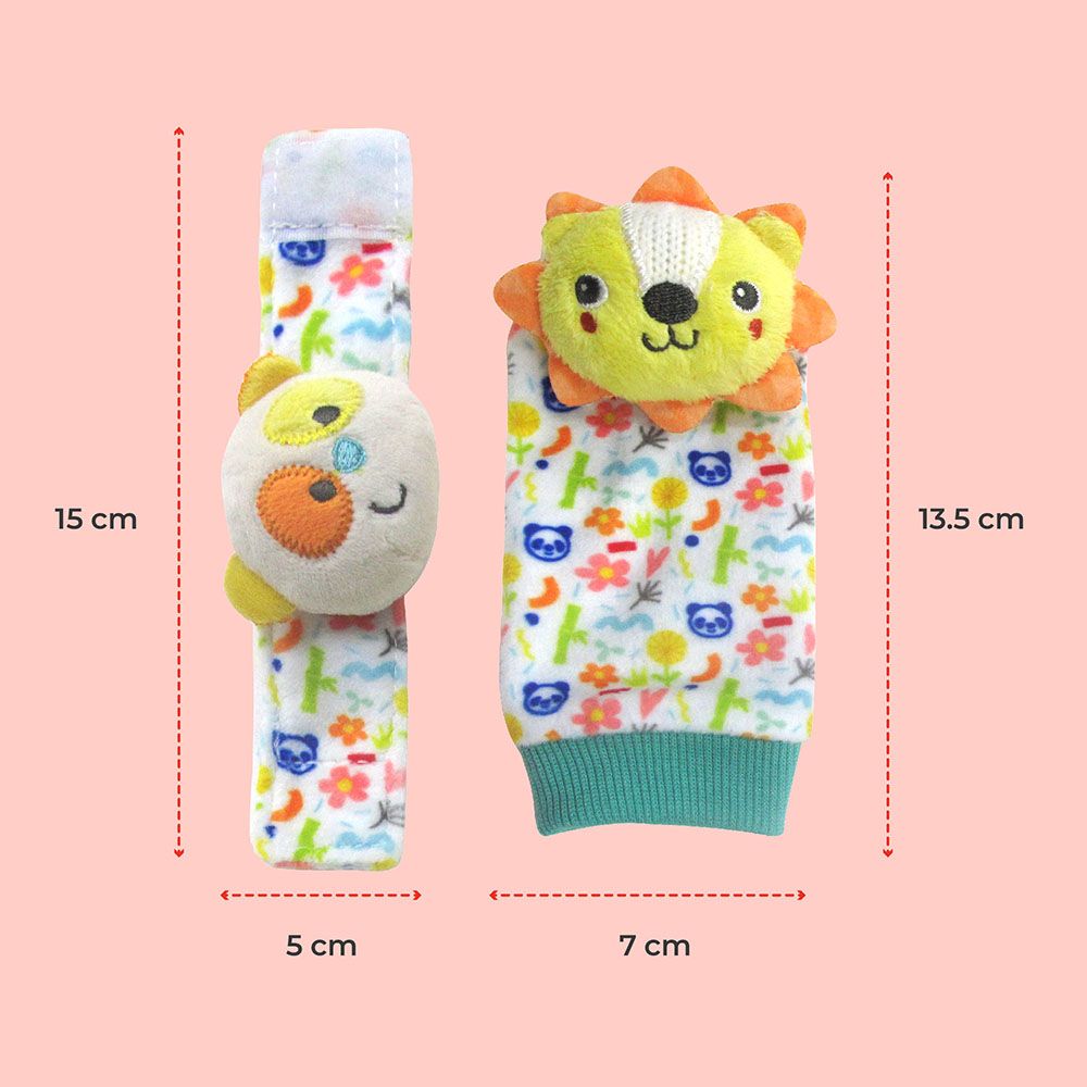 Moon - Printed Foot And Wrist Rattle - 4Pcs