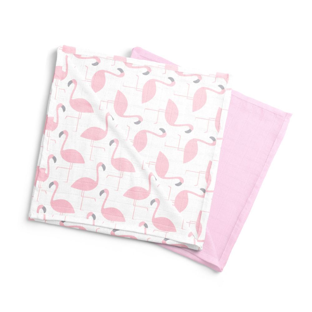 Moon - Bamboo Muslin Swaddle Wrap Pack of 2 - Flamingo Print & Pink